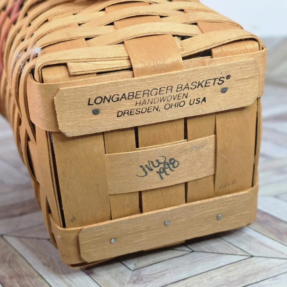 LONGABERGER 1998 May Series Snapdragon Basket w/ Liner, Protector & Tie-On
